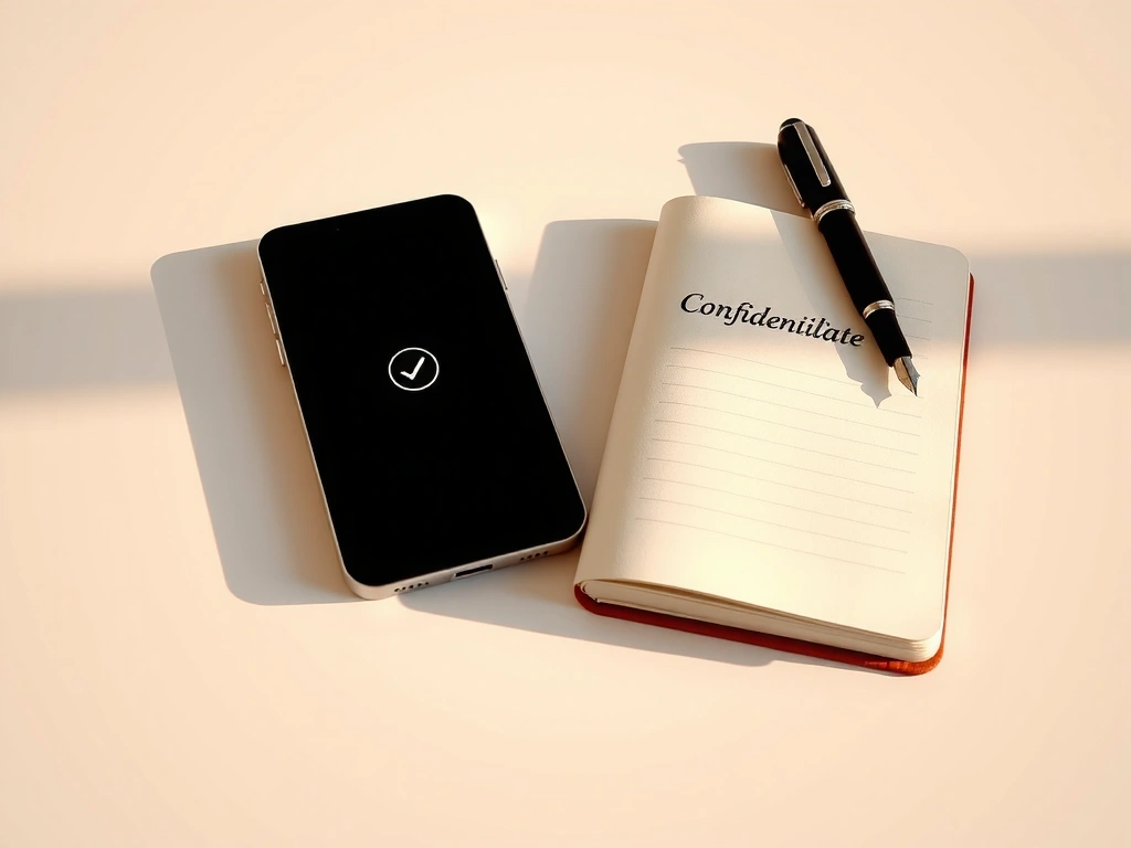 Un set de birou ordonat reprezentând confidențialitatea datelor